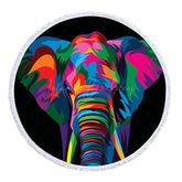 Lofaris Abstract Elephant Art Summer Vibe Round Beach Towel